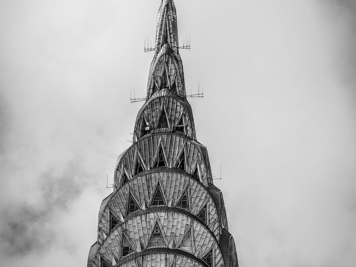 The crown of the Chrysler Building in midtown Manhattan.